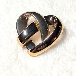 Vintage Goldtone and Silvertone Open Heart Brooch